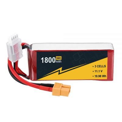 China Hohe Kapazität 11,1 V 3s 1800mah Lipo-Batterie 160C Rc Boot Lipo-Batterie zu verkaufen