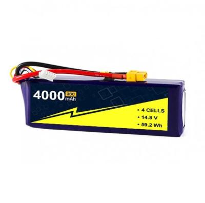 China 4s1P RC Airplane Battery 14.8V 4000mAh0 30C 60c With W/XT-60 for sale