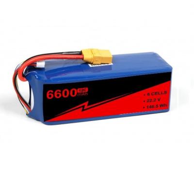 China 6S RC Airplane Battery 22.2V 6600mAh 12C With W/XT-90 Light Weight for sale