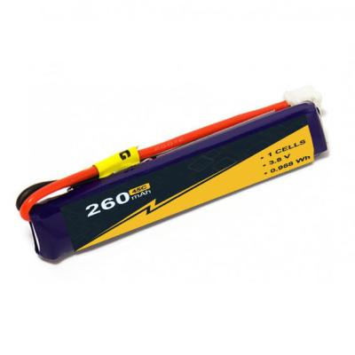China High Voltage 260mAh 1S RC Airplane Battery 3.8V/3.7v 45C-90c W/JST-PH for sale