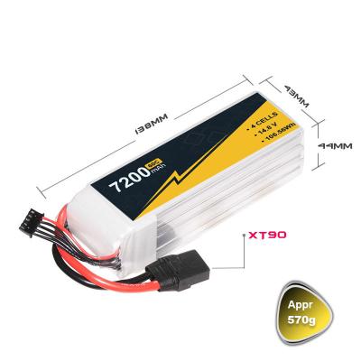 China 14.8V 4s1P 7200mah Lipo Battery 60C Remote Control Airplane Batteries for sale