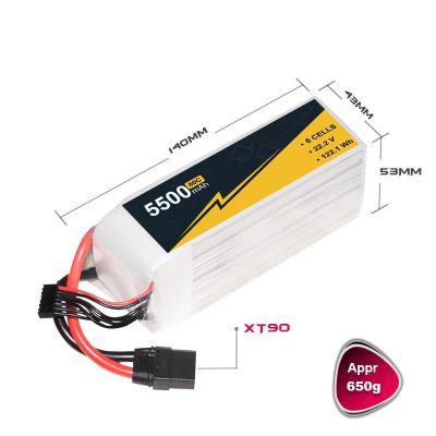 China 5500mAh 22.2V 6s FPV Lipo Battery 130C With Fast Charge Capacity for sale