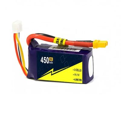 China Efficient 75C FPV Lipo Battery 11.1V 3s 450mah Lipo Battery With XT60 Connector for sale