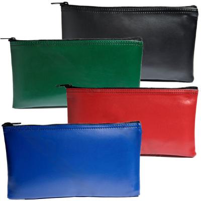 China Vinly material 12x6'' red colros Bank Deposit Bags PVC zippered money pouch black for sale