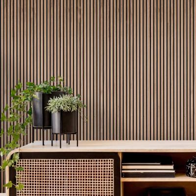 China MDF Slatted Acoustic Wood Slat Panels For Walls Polyester Fiber for sale