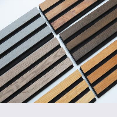 China MDF Acoustic Insulation Wooden Groove Panels 100% Polyester Fiber for sale