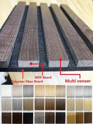 China Mdf Slotted Acoustic Wood Slat Panels 100% PET Polyester Fiber for sale