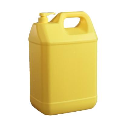 China Yellow Detergent Plastic 1 Gallon Chemical Containers With Pump 210g for sale