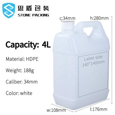 China 4L 1 Gallon Chemical Containers HDPE Jerry Can 176*108*280mm for sale