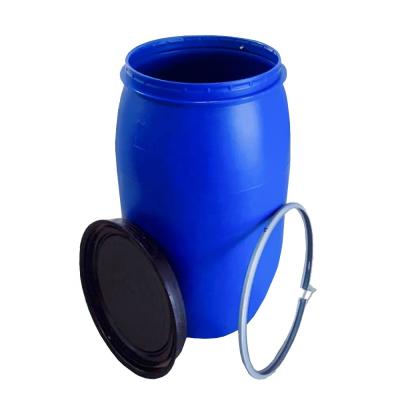 China Caliber 55mm 200 Litre Blue 55 Gallon Plastic Drum With Iron Hoop for sale