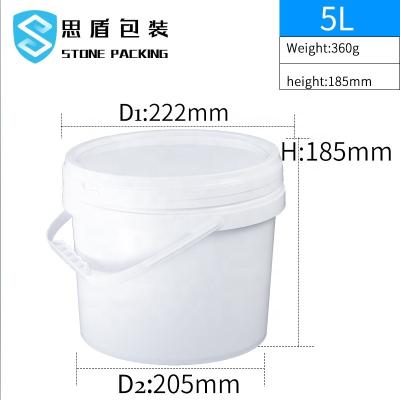China Dia 222mm PP White 5l Chemical Round Plastic Containers 360g for sale