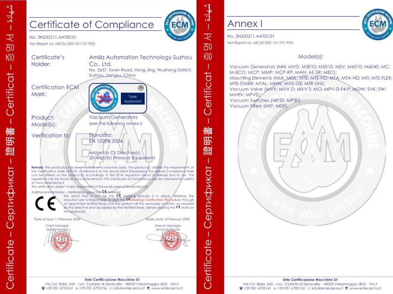 CE Certificate - Amila Automation Technology Suzhou Co.,Ltd.