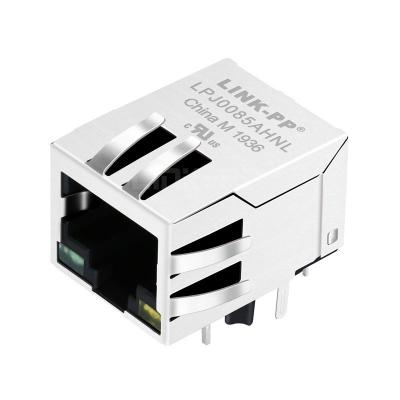 China P65-101-1HQ9 Compatible LINK-PP LPJ0085AHNL 10/100 Base-T Tab Down Green/Yellow Led Single Port PoE Integrated RJ-45 Connector for sale