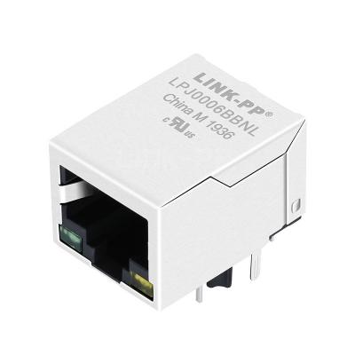 China YDS 13F-69GYDNW2NL Compatible LINK-PP LPJ0006BBNL 10/100 Base-T Tab Down Green/Yellow Led Single Port Panel Mount RJ45 Female Connector for sale