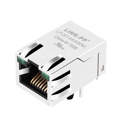 China Moxie MOX-RJ45-520 Compatible LINK-PP LPJ6144AWNL 10/100 Base-T Tab Up Green/Green Led Single Port Shielded RJ45 Cat5e Connector for sale