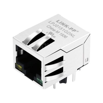 China LPJ0151GDNL 10/100 Base-T Tab Down Shielded RJ45 Female Connector for sale