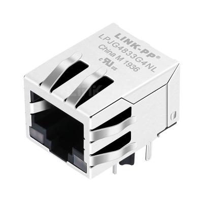 China Tyco 2-1840408-6 Compatible LINK-PP LPJG4833G4NL 100/1000 Base-T Tab Down G&Y/G&Y Led 1x1 Port Cat6 Amp RJ45 Connector Price for sale