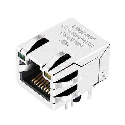 China RC-092011-045 Compatible LINK-PP LPJG16540AENL 100/1000 Base-T Tab Up Green/Yellow Led Single Port 10 Pin Network Connector RJ45 Jack for sale
