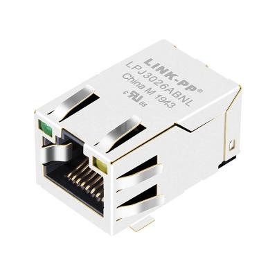 China LPJ3026ABNL 10/100 Base-T Tab Up Green/Yellow Led SMD RJ45 Ethernet Magjack for sale