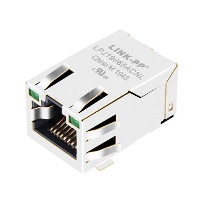 China LPJ19665ACNL 10/100 Base-T Tab Up Green/Green Led STM Integrated RJ45 Connector for sale