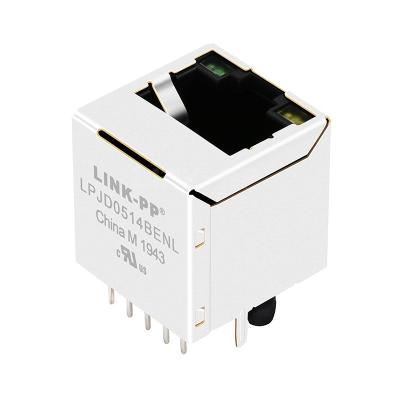China LPJD0514BENL 10/100 Base-T Vertical RJ45 jack With Magnetics Green/Yellow LED For PoE Application for sale