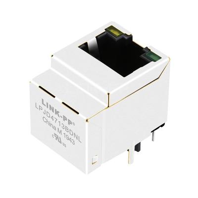 China LPJD4713BDNL  1000 Base-T  Gigabit Vertical RJ45 Magnetics Connector With Yellow/Green Leds for sale