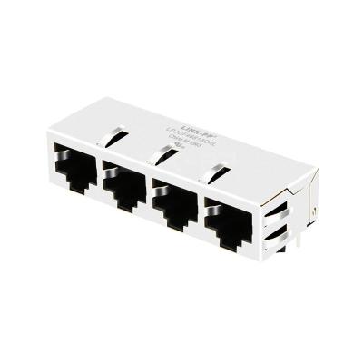 China LPJGF46813CNL 10/100/1000 Base-T Tab Down Without LED 1x4 Port RJ45 Female Connectors for sale