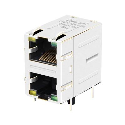 China LPJ17206AGNL 10/100 Base-T Tab UP Yellow/Green LED 2X1 Port RJ45 Female Connector With Integrated Magnetics for sale