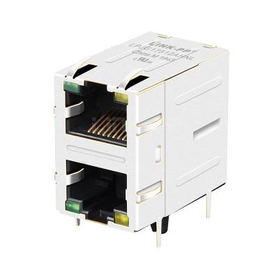 China LPJG17512AHNL 10/100/1000 Base-T Tab Up Green/Yellow LED 2X1 Port Shielded RJ45 Jack for sale