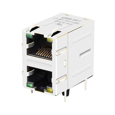 China LPJM17061ABNL 2.5G Base-T 2X1 Port Magnetic RJ45 Female Connector With Green/Yellow LED for sale