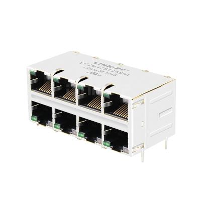 China LPJM47513A8NL 10G Base-T 2x4 Port RJ45 Connector With Integrated Magnetics Green/Yellow Leds for sale