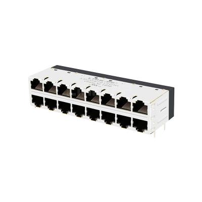 China LPJG87012CNL 1000 Base-T Ethernet RJ45 2x8 Port Magnetic Connectors With PoE Without LED for sale