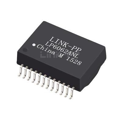 China HR642532E Compatible LINK-PP LP6062ANL 100/1000 Base-T Single Port PoE+ LAN Magnetic Transformer SMD 24PIN for sale