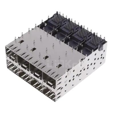 China 1658390-2 2x4 Port 160 P SFP Cage Assembly PRESS FIT EMI Springs Through Hole for sale