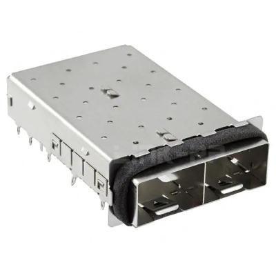 China 2057556-1 SFP+ Cage Ganged (1 x 2) Connector Included Lightpipe TE Pluggable I/O Connectors & Cages for sale