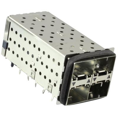 China TE 2007417-7 SFP+ Receptacle with Cage Ganged (2x2) Connector 80 (20 x 4) Position Included Lightpipe for sale
