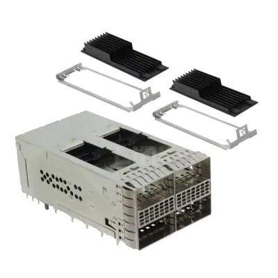 China 2299870-3 TE ZQSFP+ Receptacle with Cage Ganged (2x2) with Heat Sink Connector Press-Fit for sale