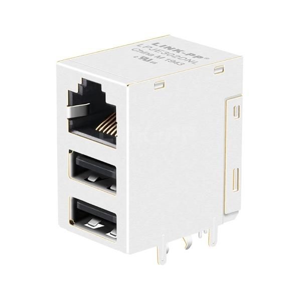 Quality LPJE302DNL Tab Up Dual USB RJ45 Connector Without LED Without Integrated Magnetics for sale