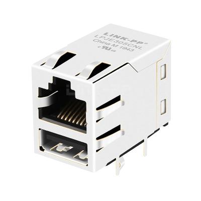 China LPJE305CNL Without LED Tab Up Single USB RJ45 Connector Without Integrated Magnetics for sale