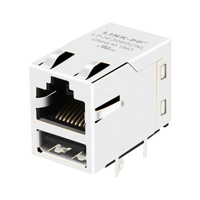 China LPJE3060CNL Without LED Tab Up Single USB RJ45 Jack Without Integrated Magnetics for sale