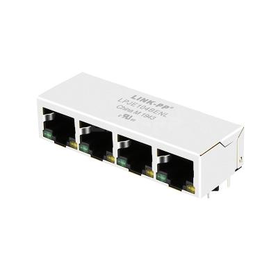 China LPJE104BENL Tab Down Green/Yellow LED 1X4 Port RJ45 Modular Jack Without Integrated Magnetics for sale