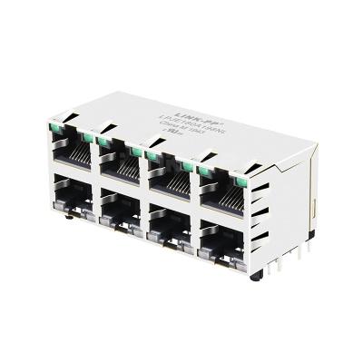 China LPJE108A198NL 2X4 Port Side Entry PCB RJ45 Jacks With Shield Without Integrated Magnetics for sale