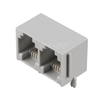 China LPJE702NNL Tab UP Without LED 1X2 Port RJ11 Jack 6P4C Connector without Integrated Magnetics for sale