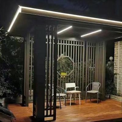 China 4x4m Chinese Style Gazebo Outdoor Courtyard Flat Roof Aluminum Pavilion for sale