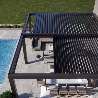 China Adjustable Louvered Aluminum Pergola Landscape Shade With Retractable Canopy for sale