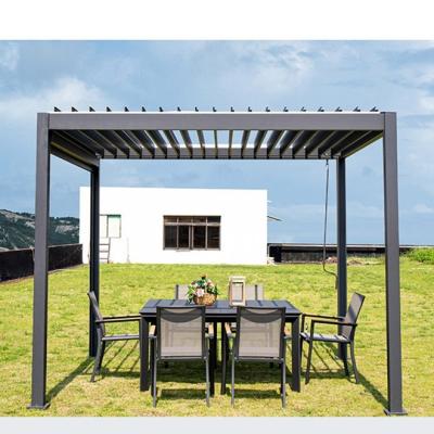 China 3.6mx4.2m Metal Roof Gazebo Villa Garden Landscape Leisure Shade Aluminium Pergola With Sides for sale