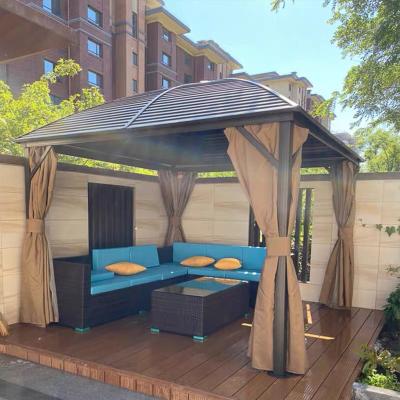China Metal Roof Gazebo  With Mosquito Nets  Polycarbonate Double-Roof Canopy for sale