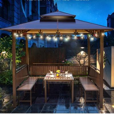 China Heavy Duty Marquee Galvanized Steel Outdoor Gazebo Luxury Double Hardtop House Gazebo Sun Room House for sale