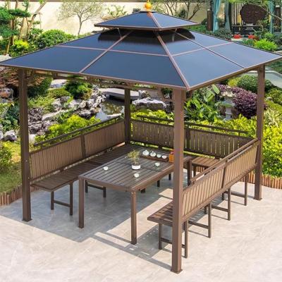 China Outdoor Hardtop Gazebo Patio Galvanized Steel Double Roof Permanent Canopy for sale