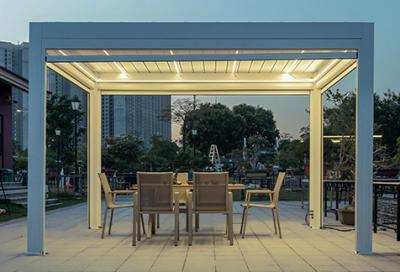 China Aluminum Retractable Pergola Metal Frame Garden European Style Louvered Pavilion for sale